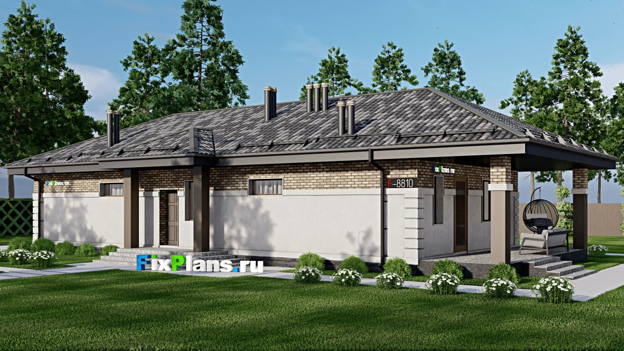 Одноэтажный дом F-8810 — фасад