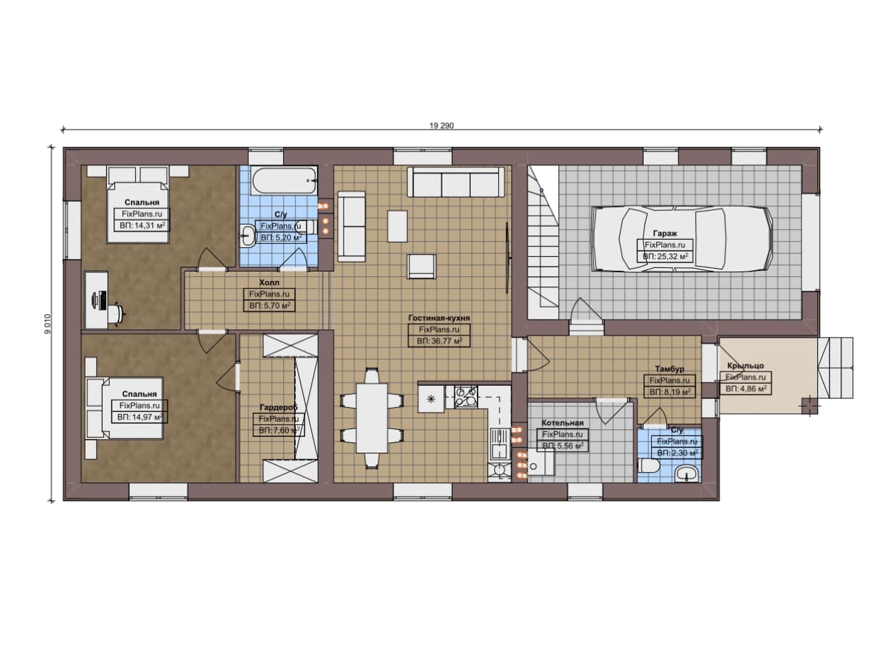 Планировка Одноэтажный дом F-12581