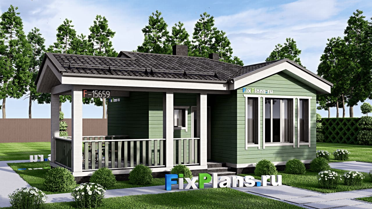 Одноэтажный дом F-15659 — фасад