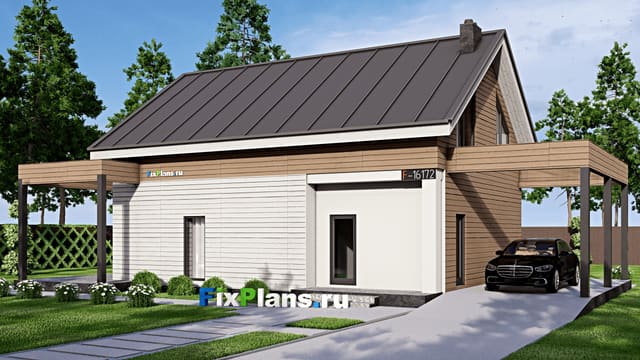Одноэтажный дом с мансардой  F-16172
