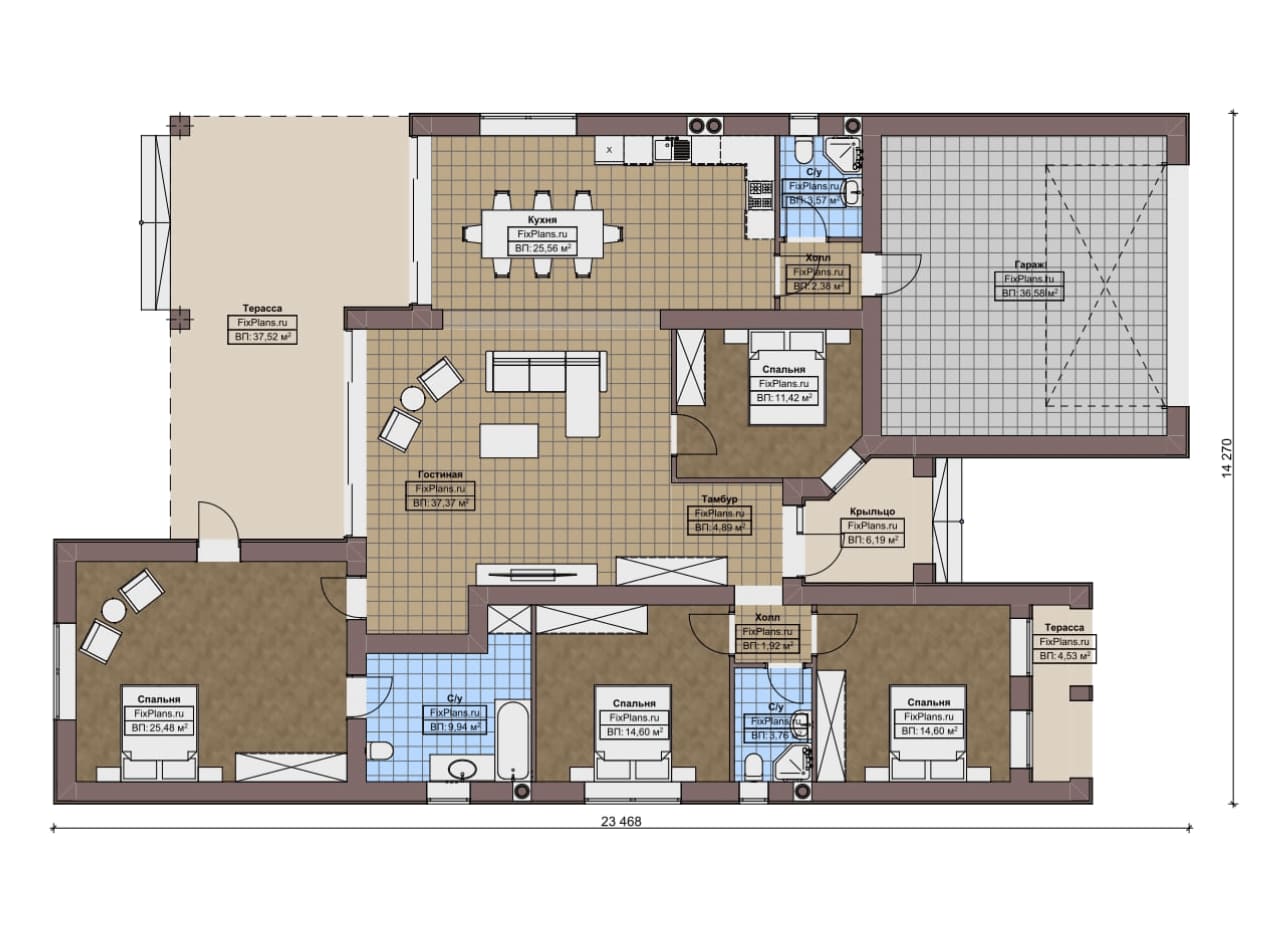 Планировка Одноэтажный дом F-16856