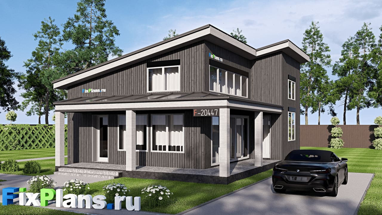 Одноэтажный дом F-20447 — фасад