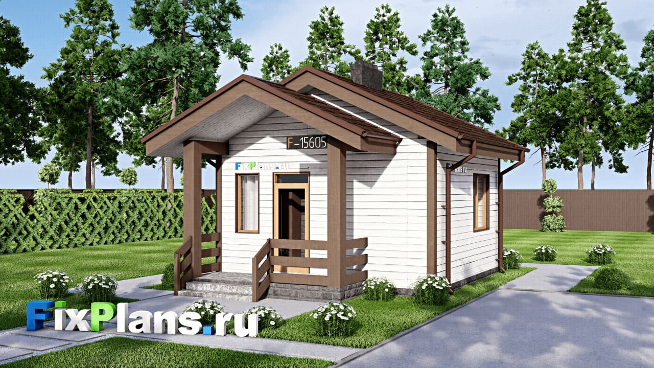 Одноэтажный дом F-15605 — фасад